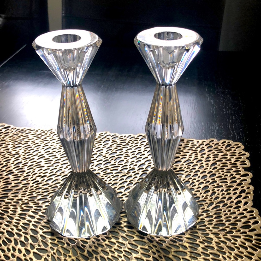 24% lead crystal candle holders very fancy good condition